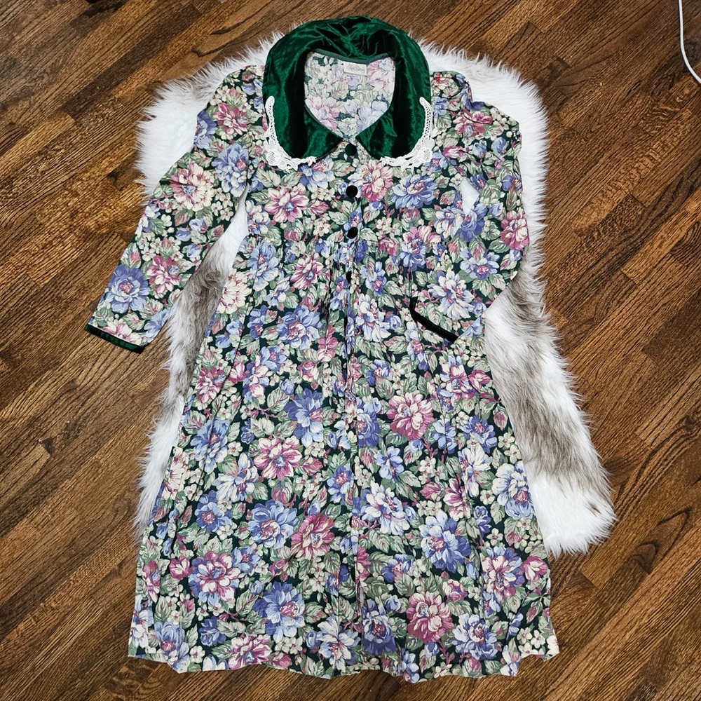 Vintage Rare Editions Dress Women Girl XS Floral Lace Collar Cottagecore USA
